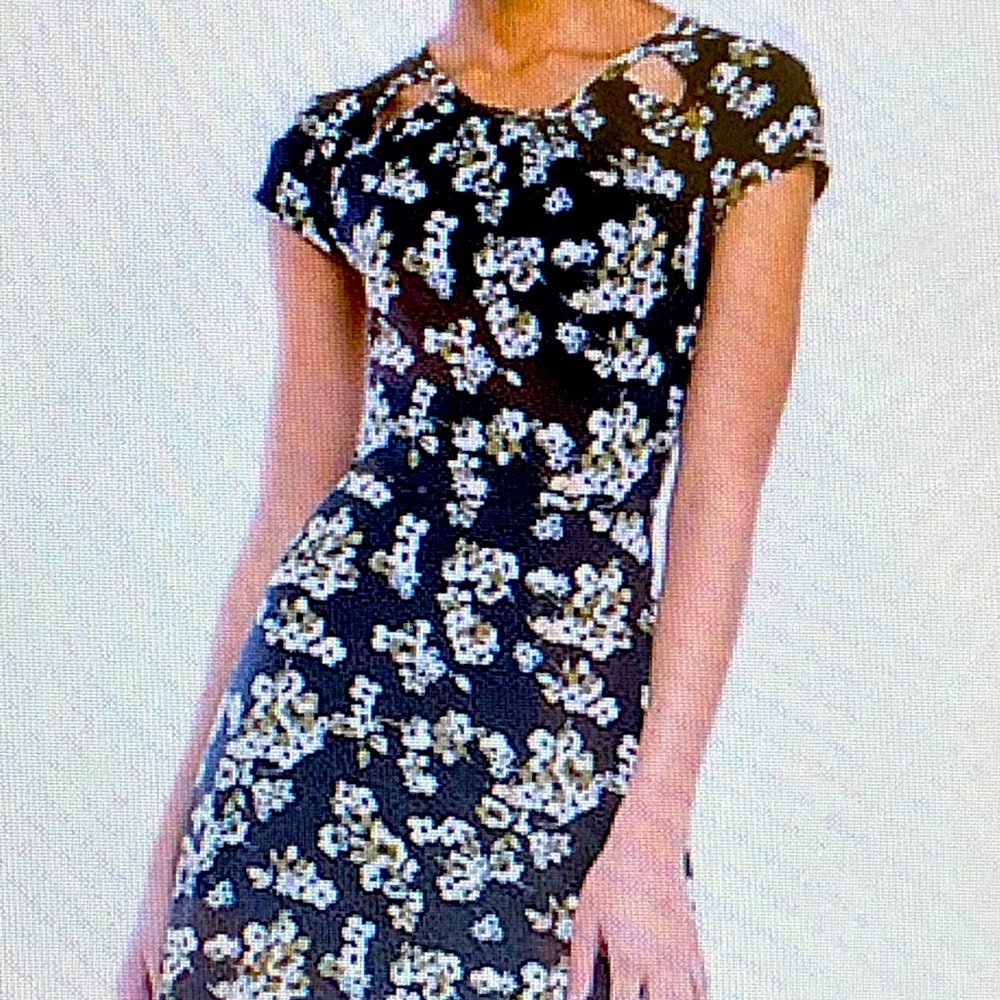 🎉Host Pick🎉Michael Kors Floral-Print Cutout Midi Dress
